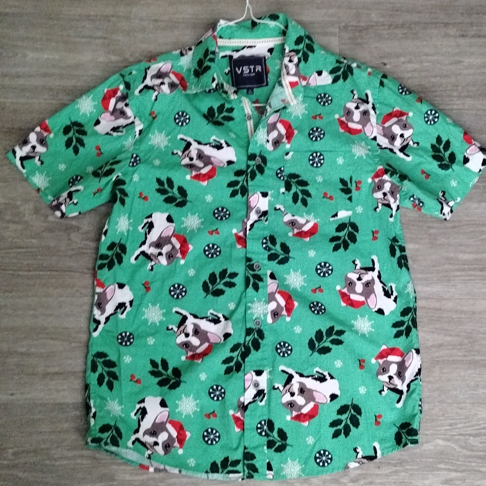 VSTR* Men's Short Sleeve Button Down Curved Hem Chest Pocket Shirt~ Size Small